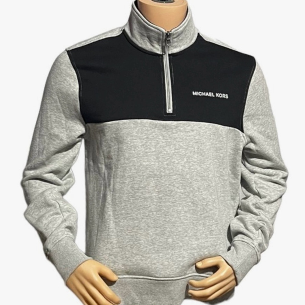 Mens Michael Kors 1/4 zip pullover Gray & Black